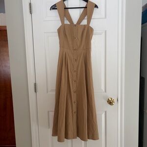 EUC Maeve + Anthropologie Dress Size 8 Square-Neck Button Viscose Linen Blend